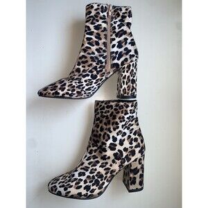 SO ME Janeen Womens Faux Calf Hair Metallic Shimmer Leopard Ankle Boots Sz 8 EUC